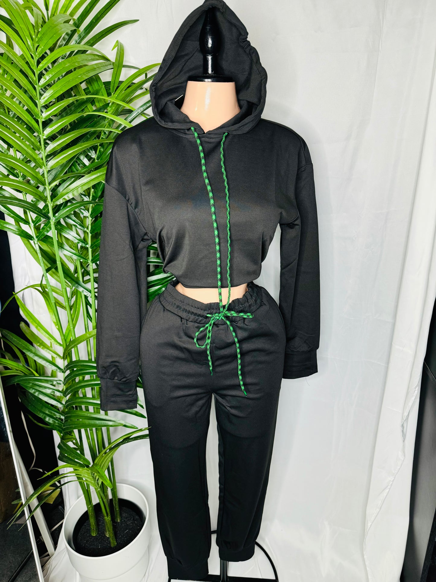Hoodie Jogger Set in Black π