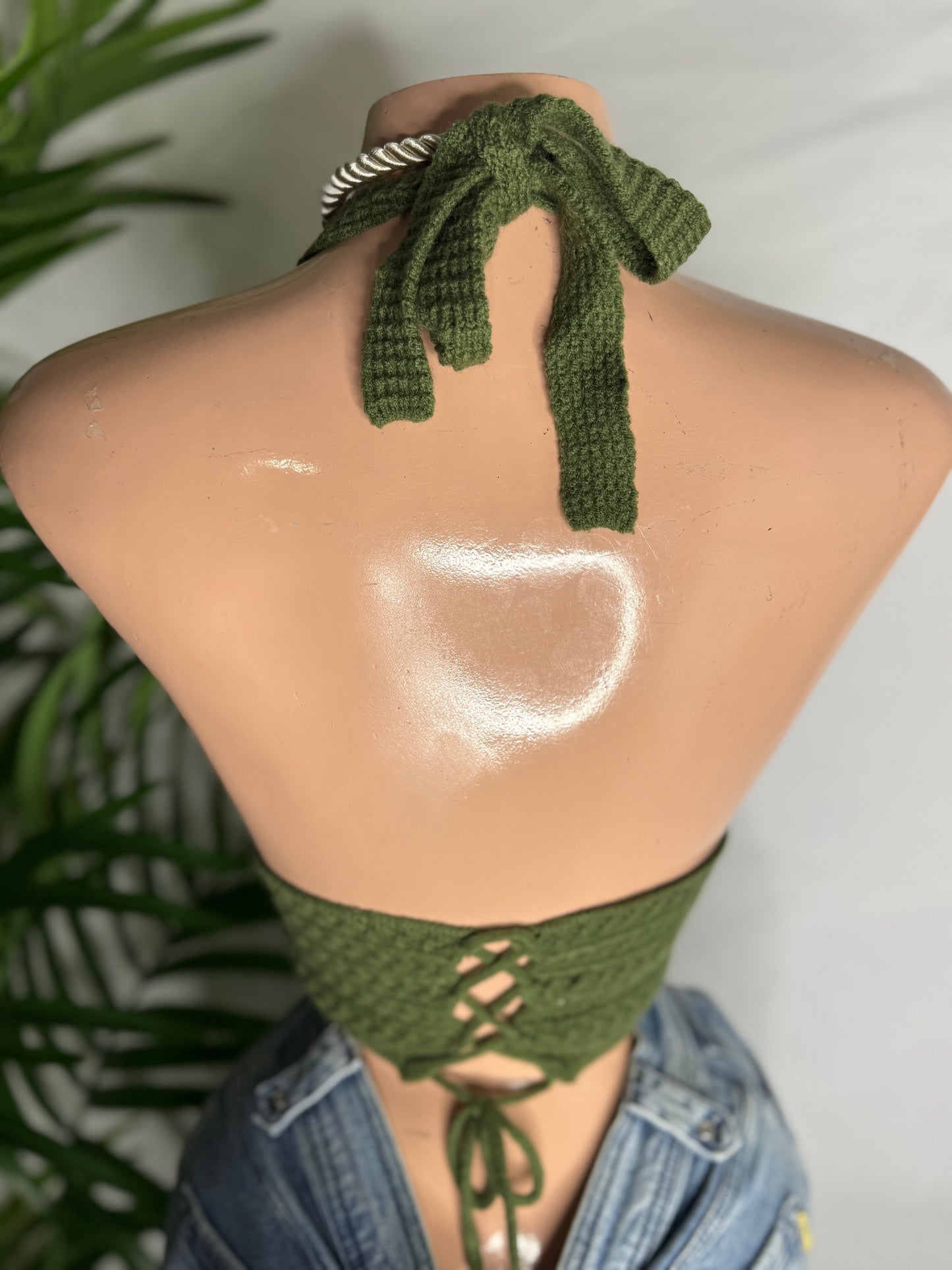 Crochet Top in Olive