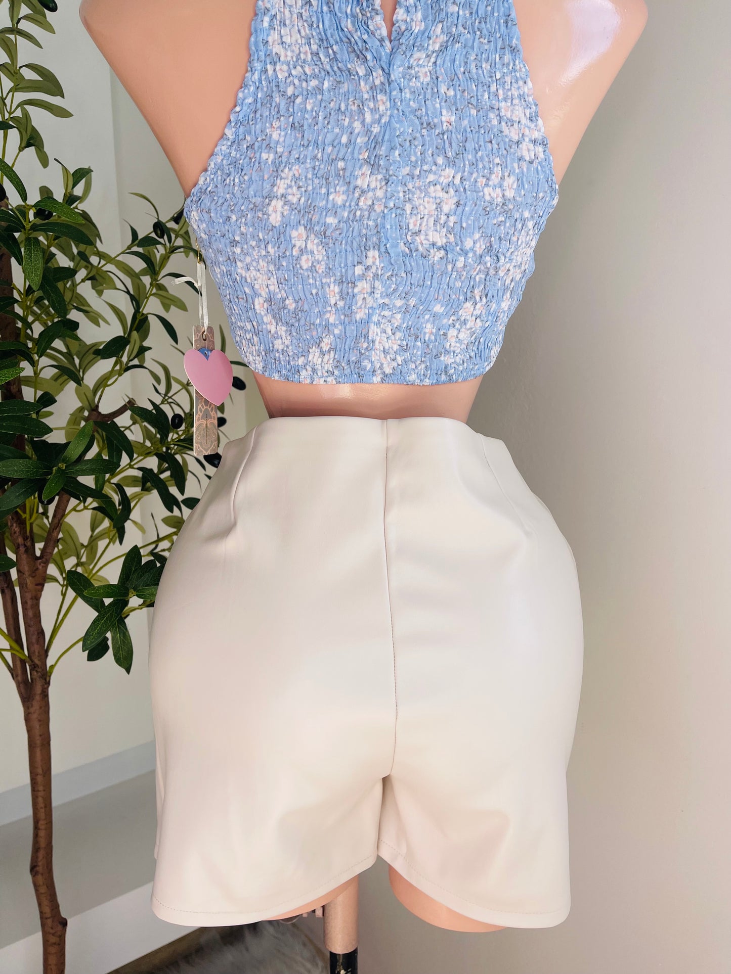 Creamy Leather Skort