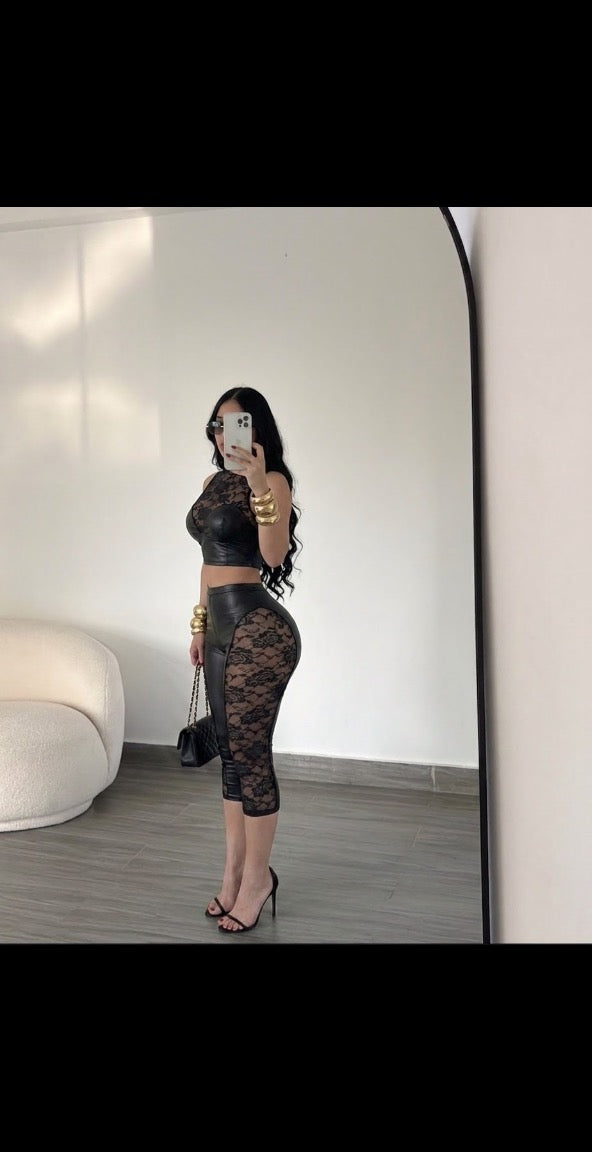 Leather and Lace set