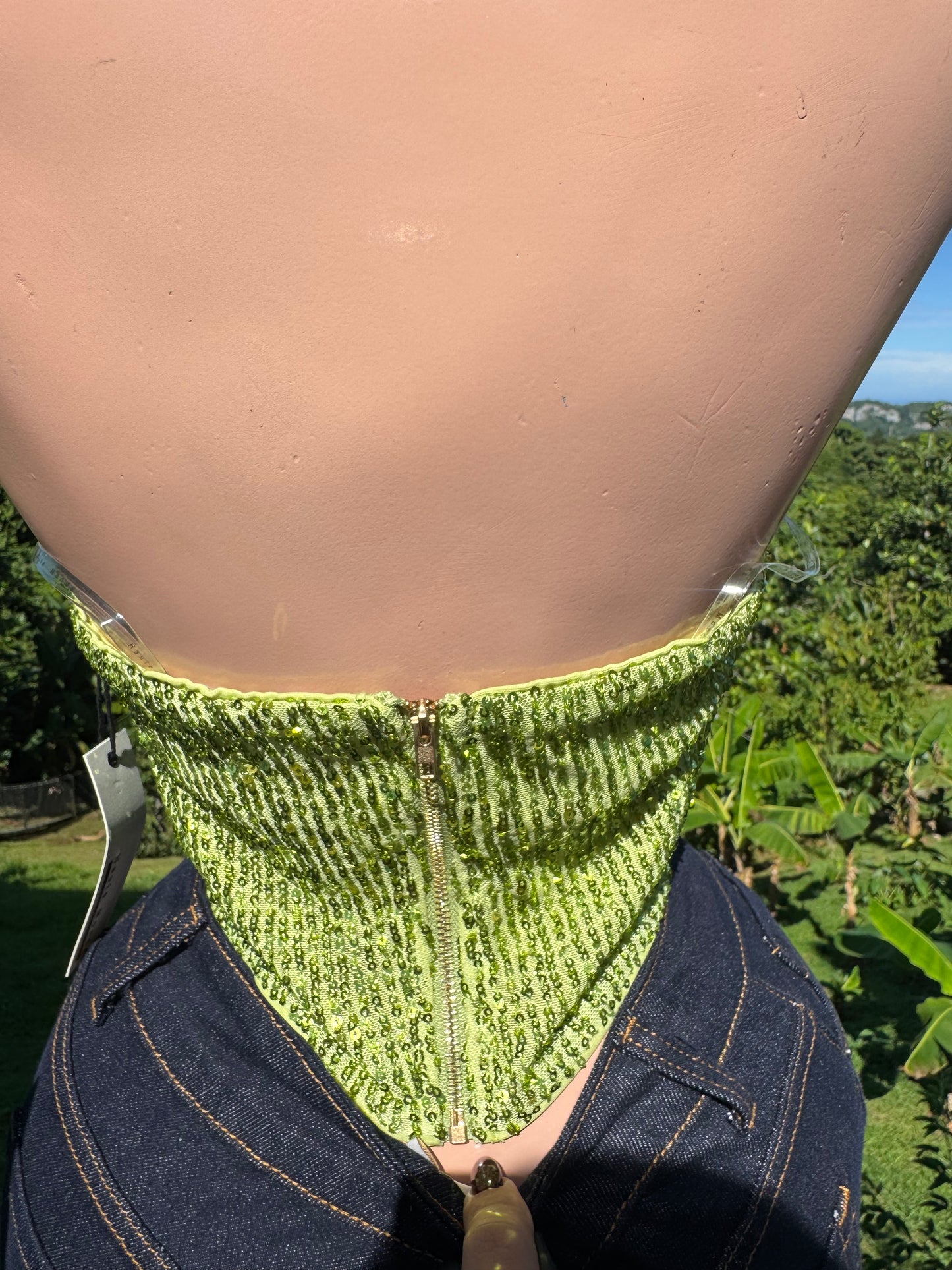 Top Tubo Lentejuelas Verde