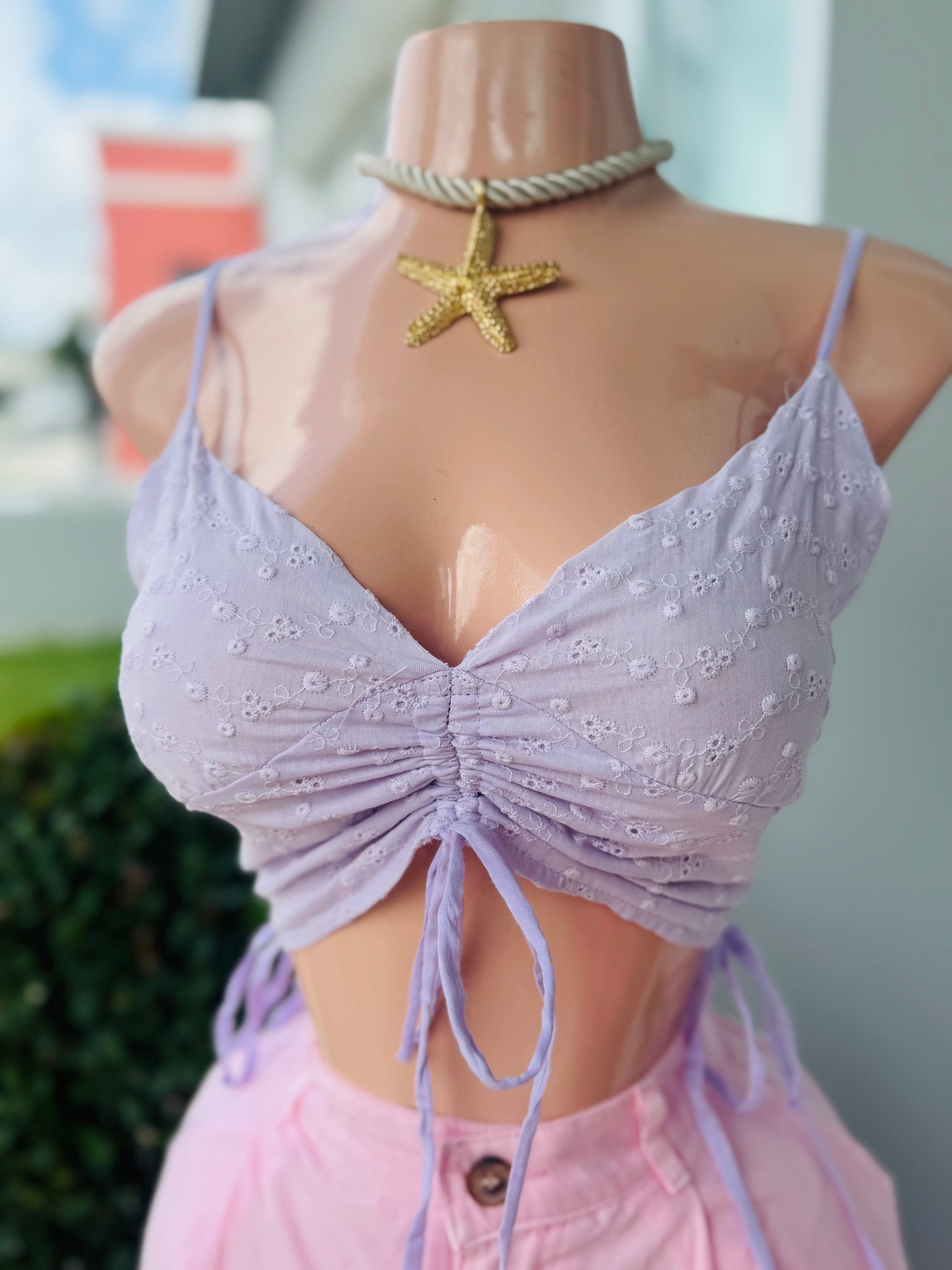 Eyelet Lavander Top