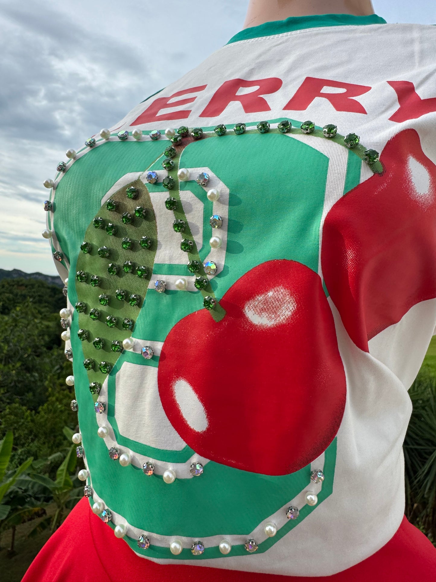 Cherry π Tshirt con piedras