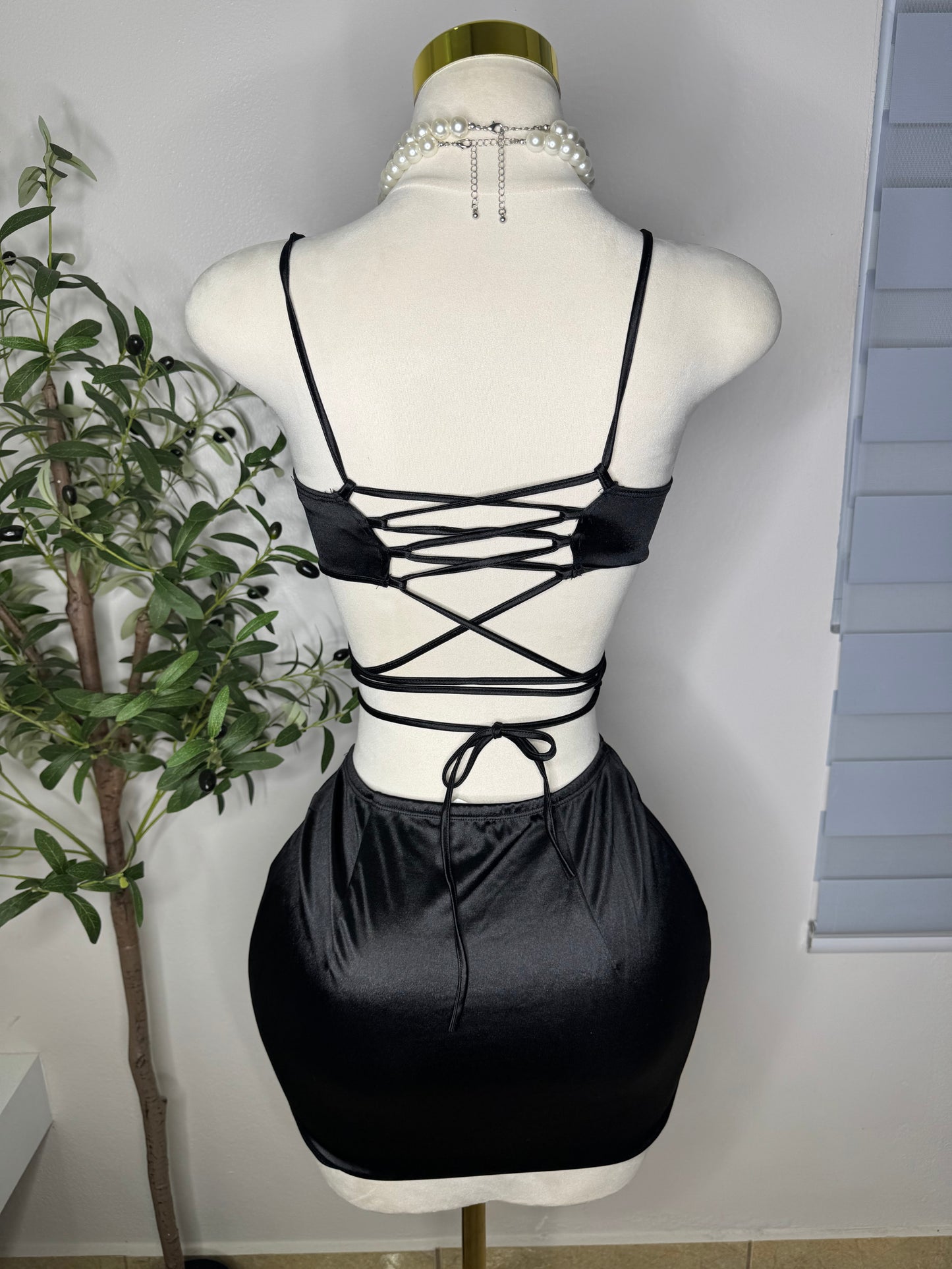 Satin Party Set In Black