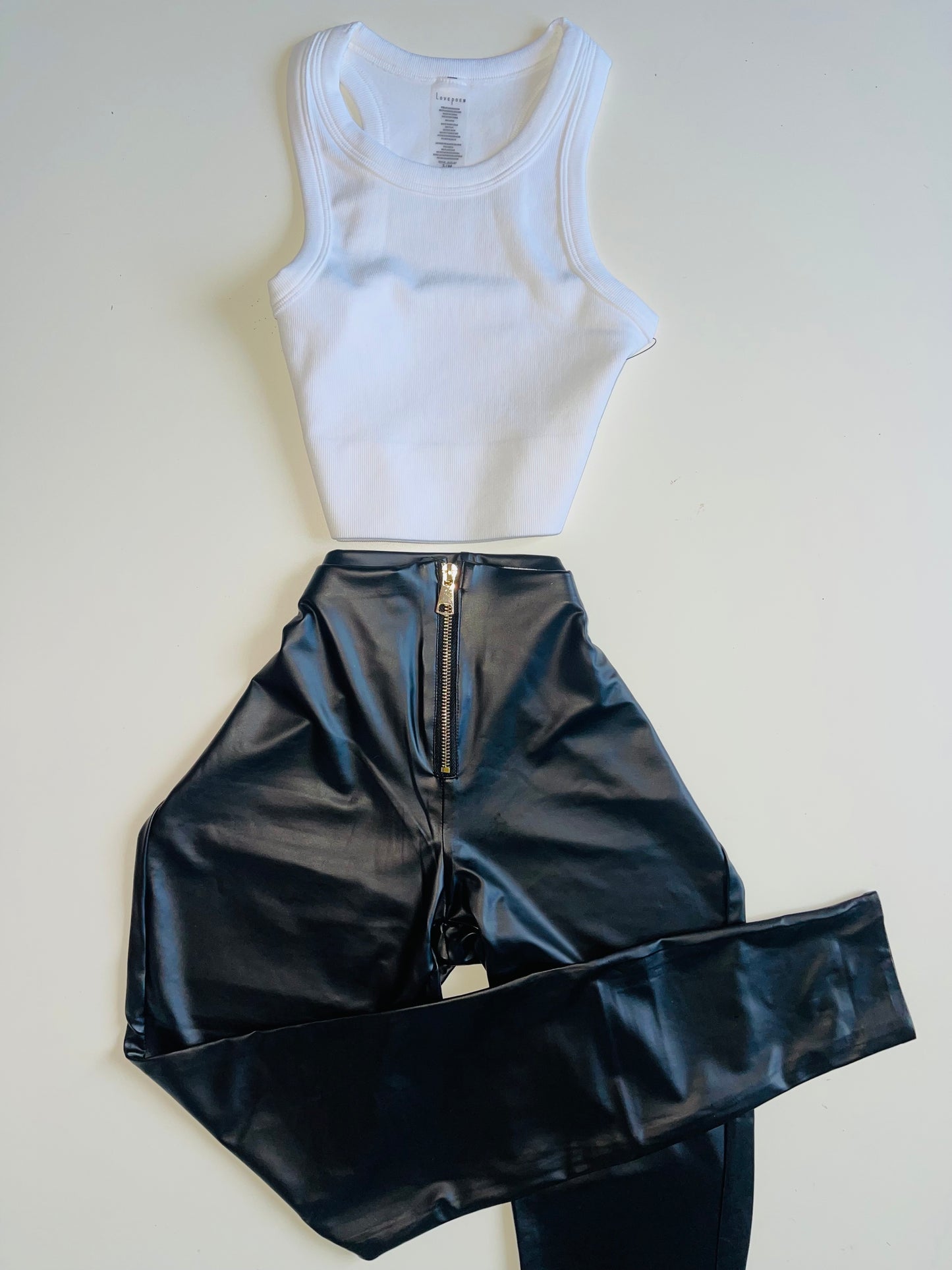 Leather Zipper Leggins