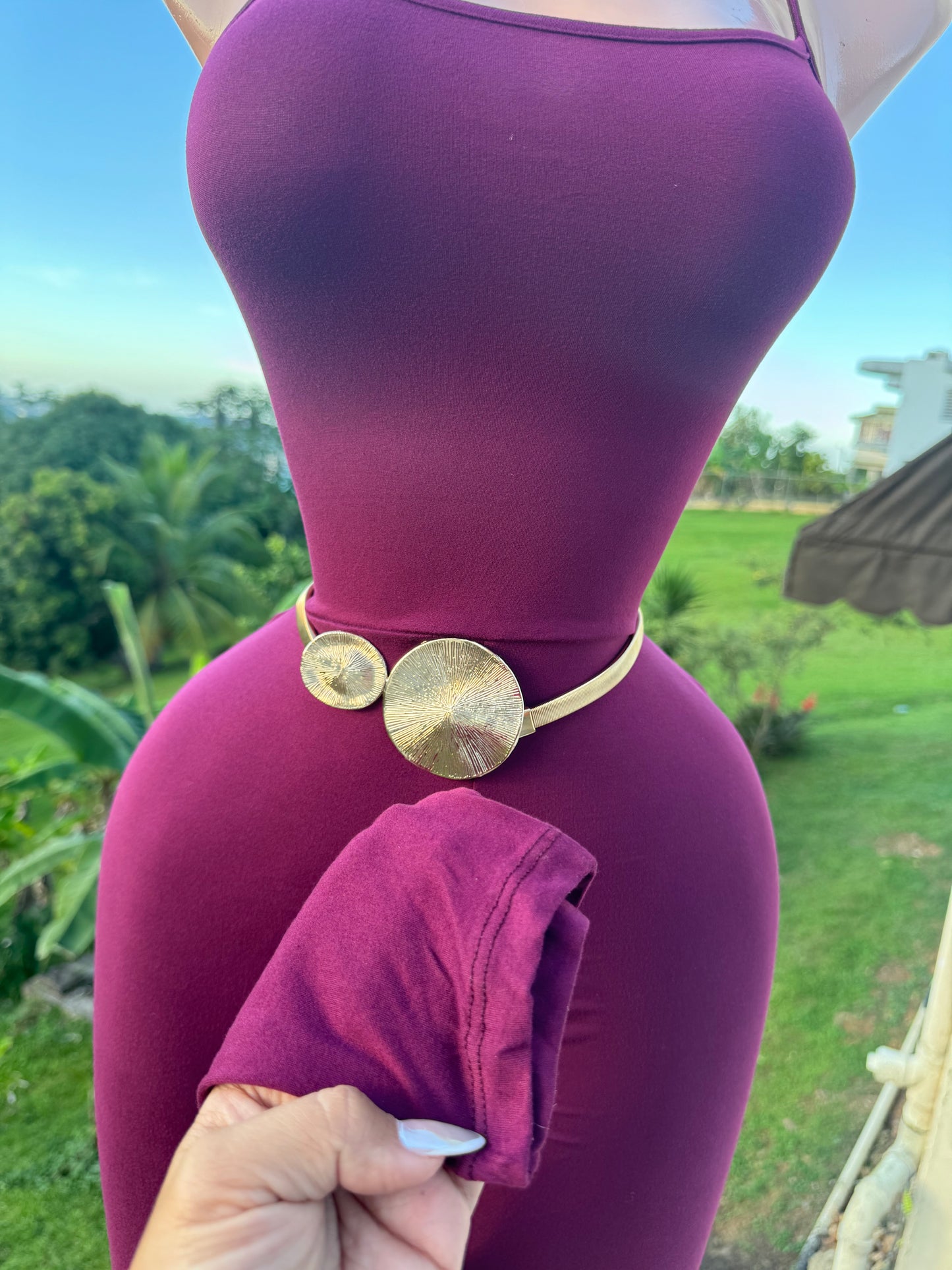 Basic Jumpsuit Crossed Back in Grape π