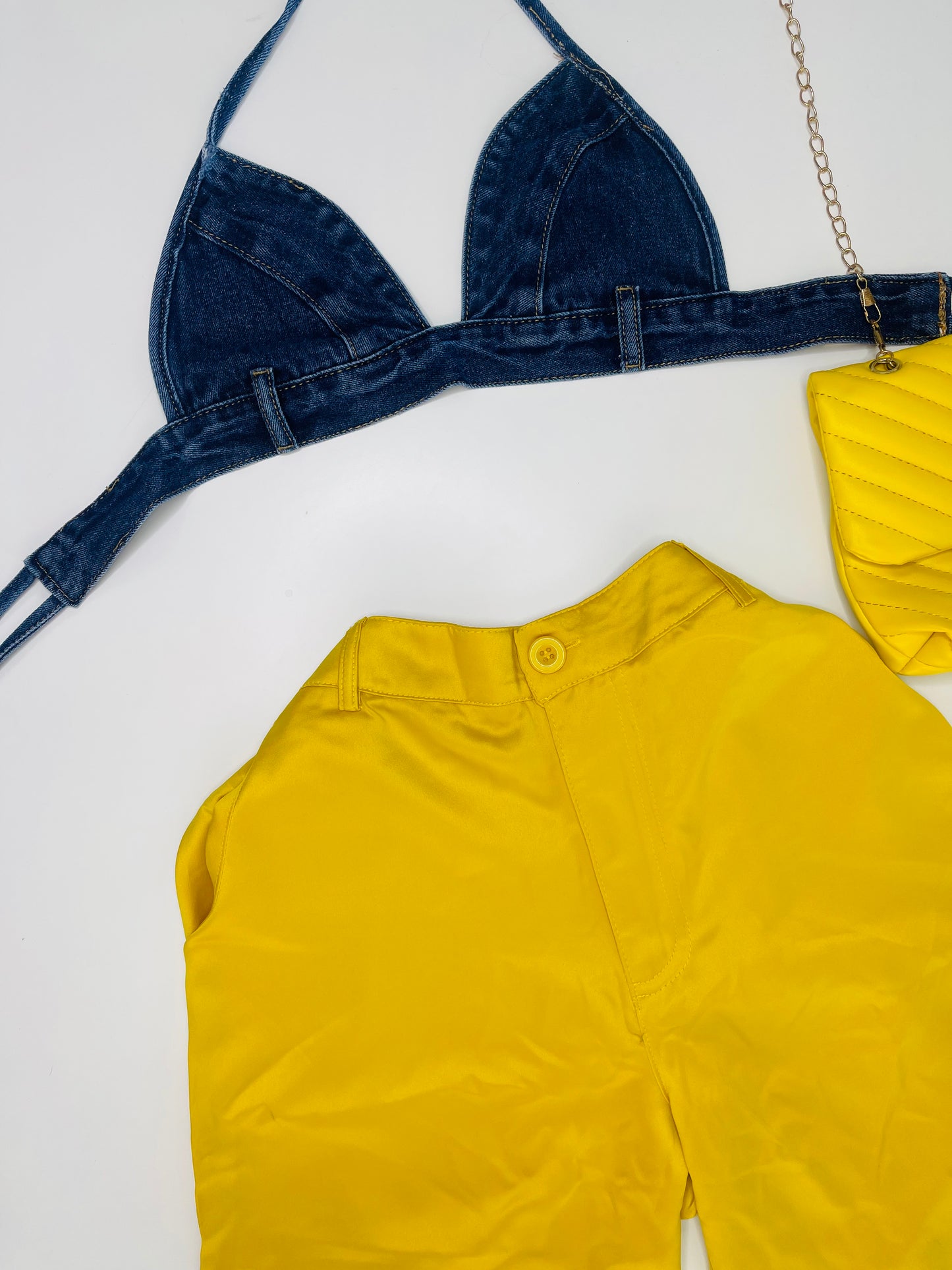 Satin Cargo Pants Yellow ⭐