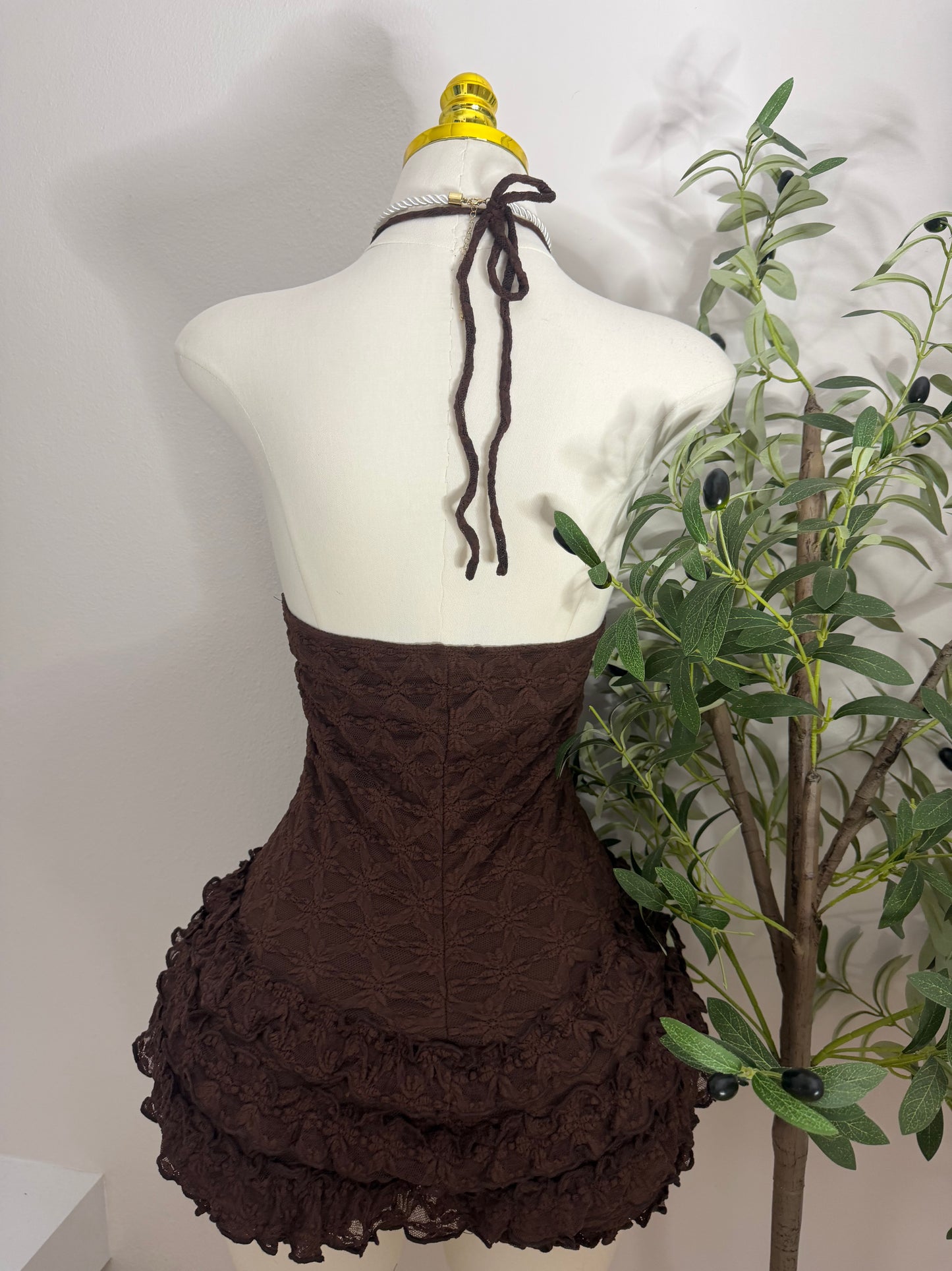 Lace Romper in Brown