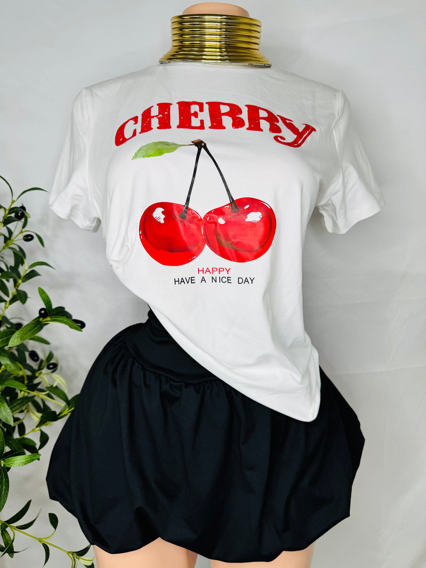 ๐Cherry ๐ Tshirt en Blanca Oversized