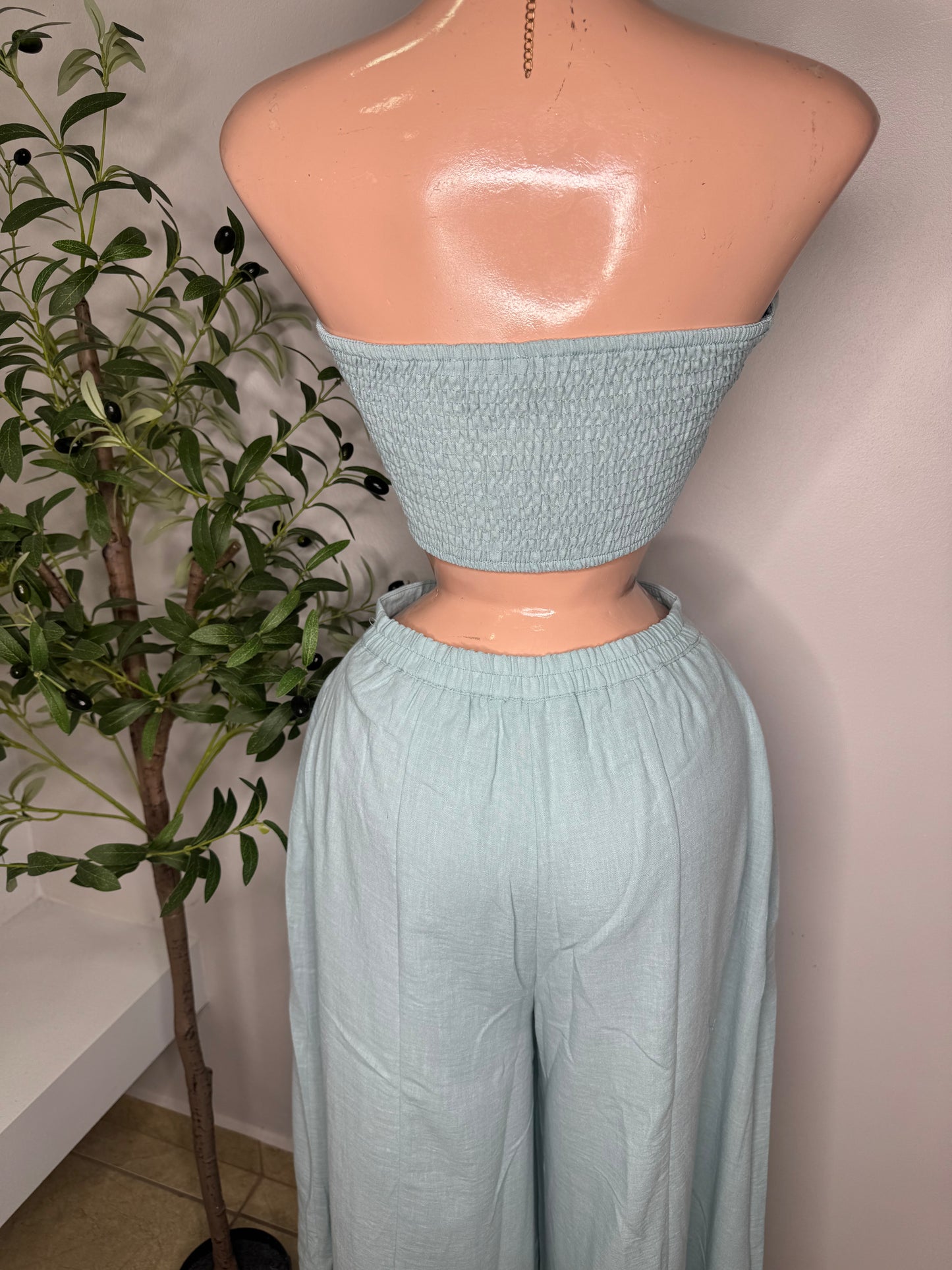 Set Hilo Tubo y Pantalón en Aqua