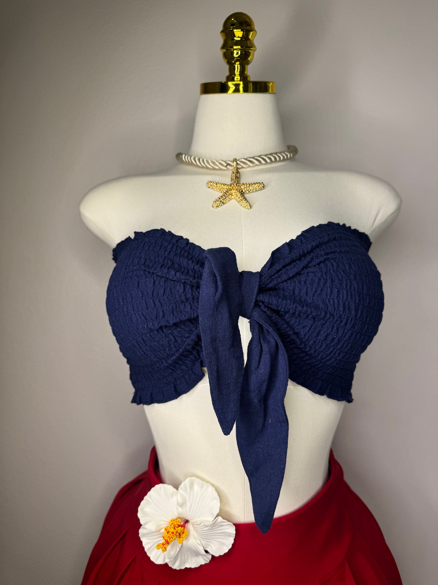 Tie Front Tube Top In Dark Night