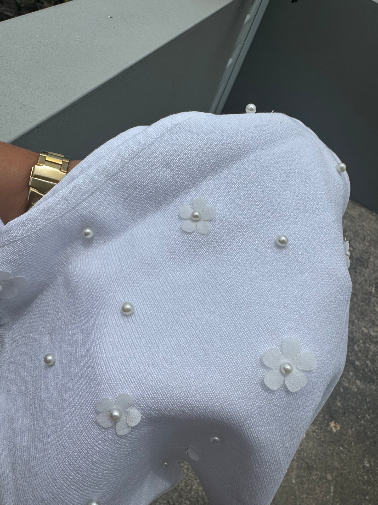 Florecitas y perlas Top