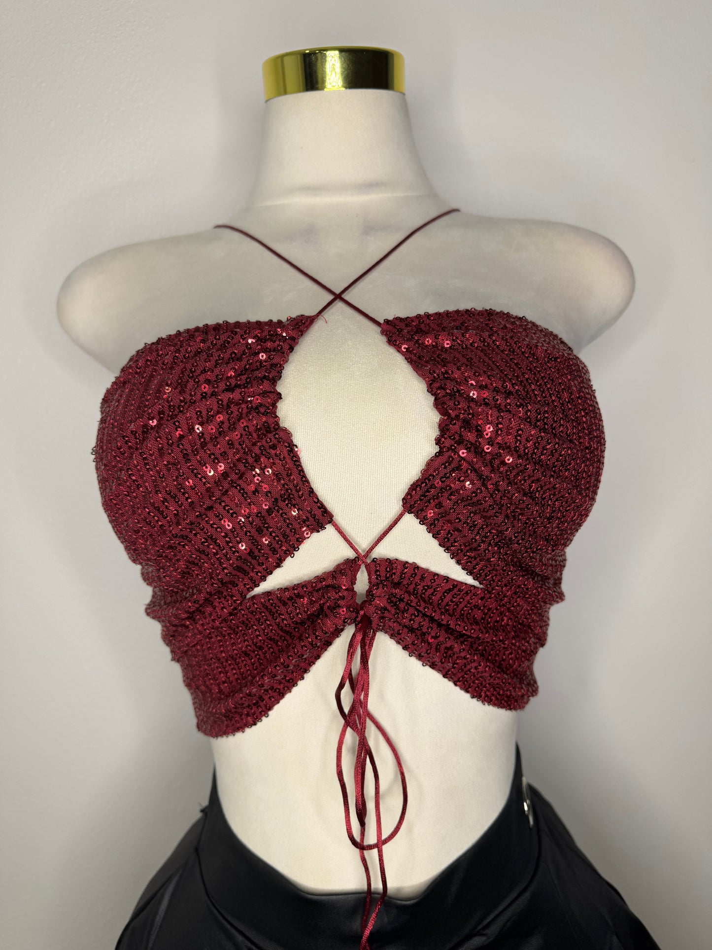 Top lentejuelas burgundy