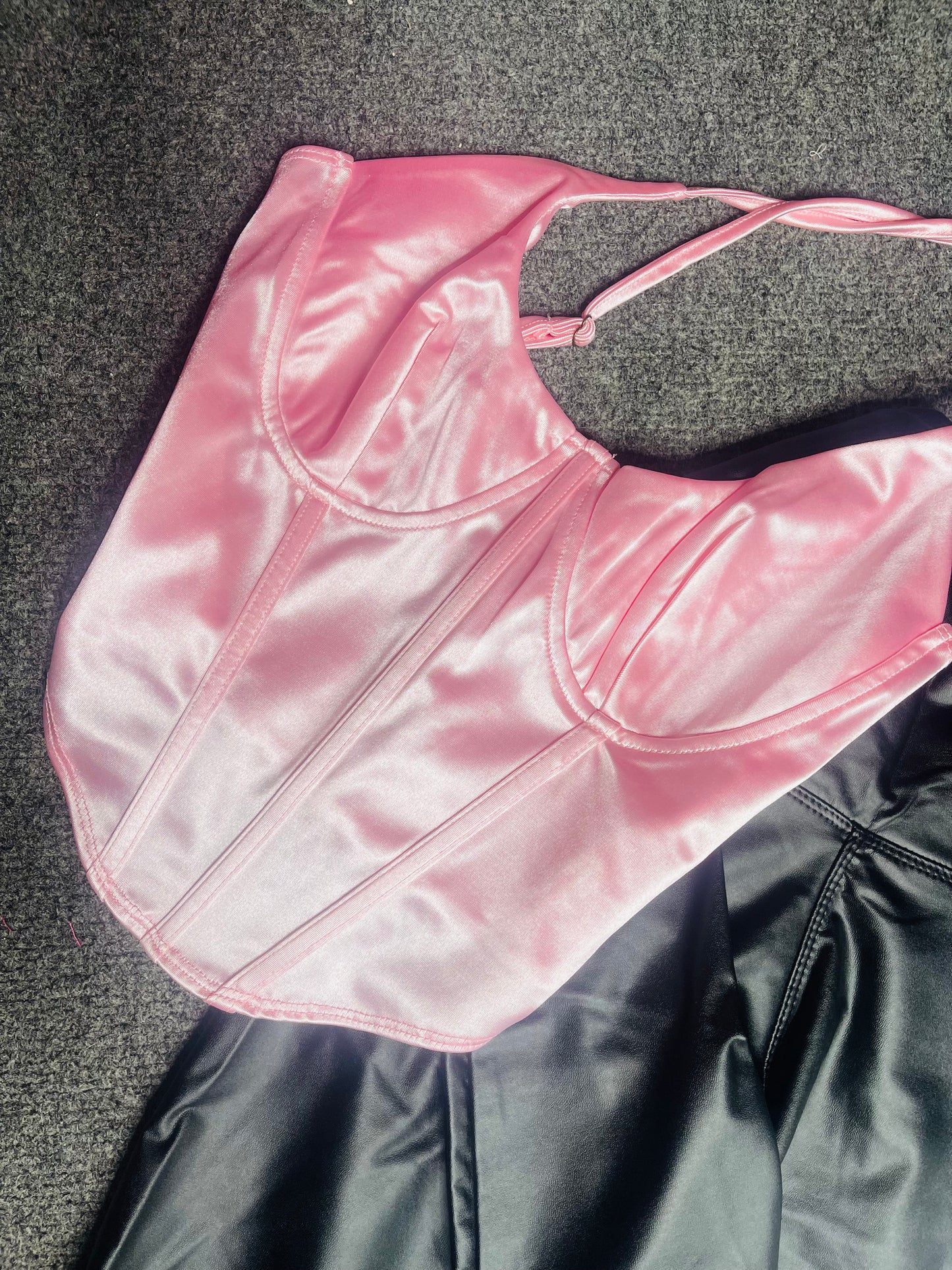 Baby Pink Satin Corset Top