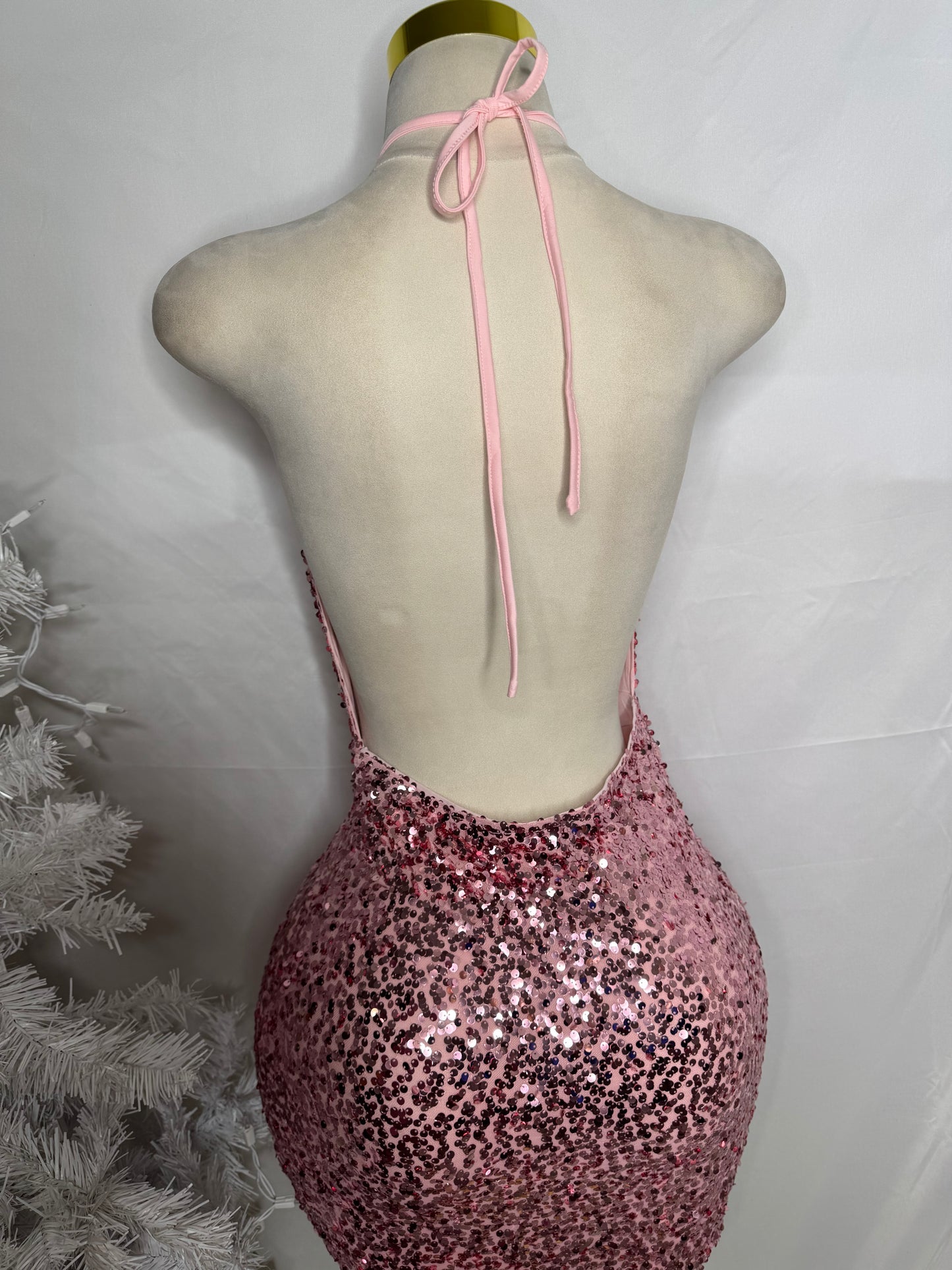 Sequin Halter Pinky Dress