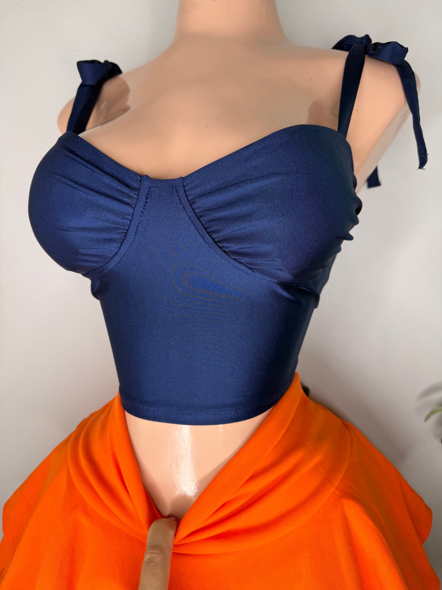 Soft Satin Bustier in Navy