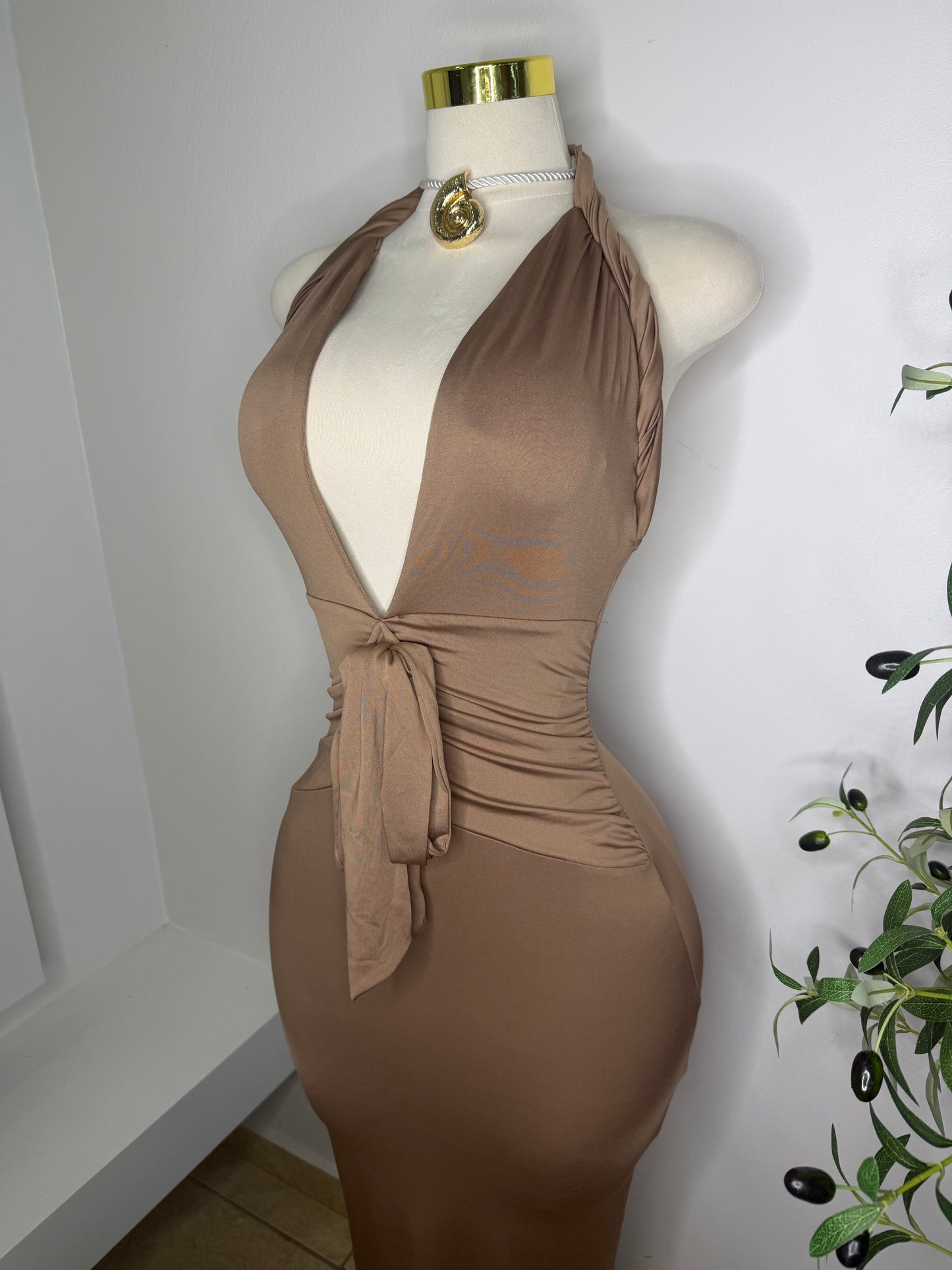 Curvas Maxi Dress in Taupe