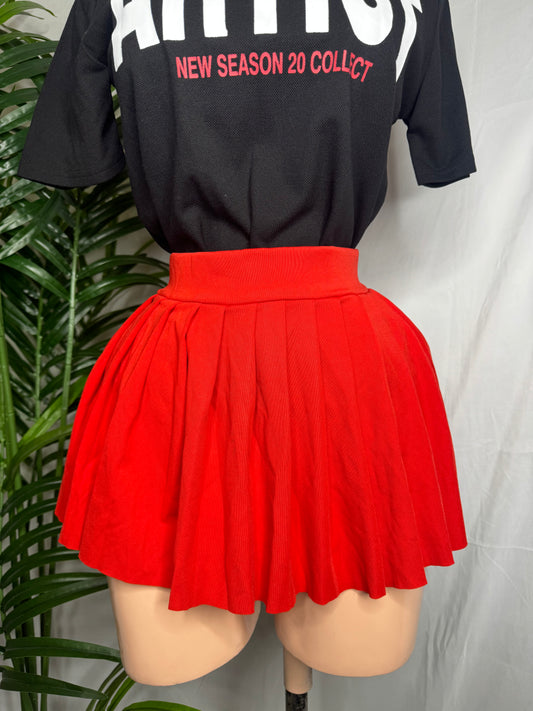 School Mini Skirt in Red