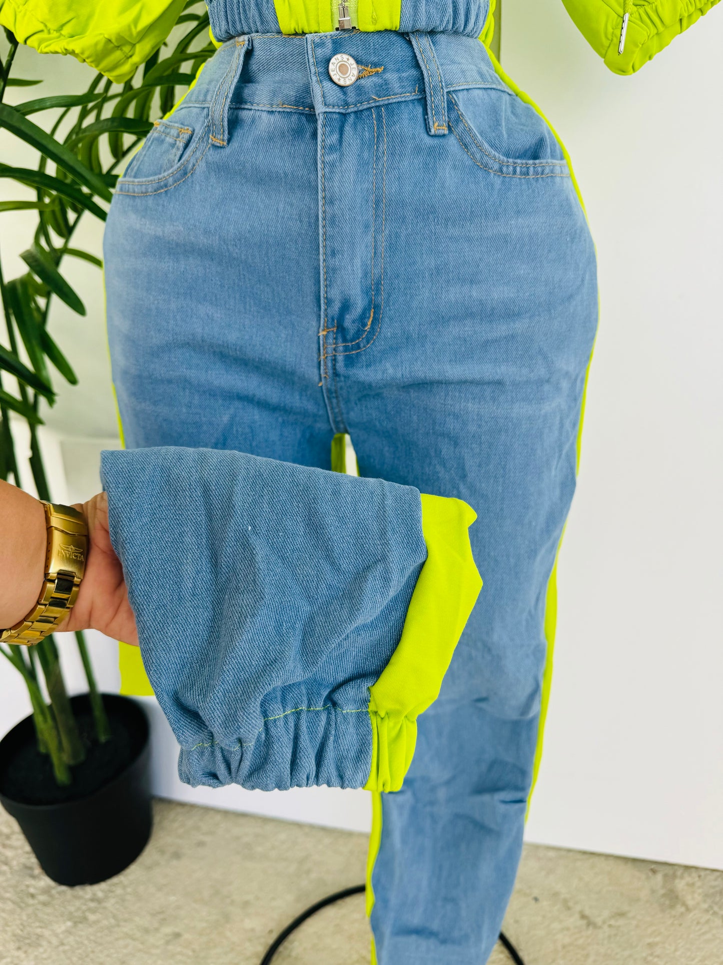 Set Viajero Denim Neon