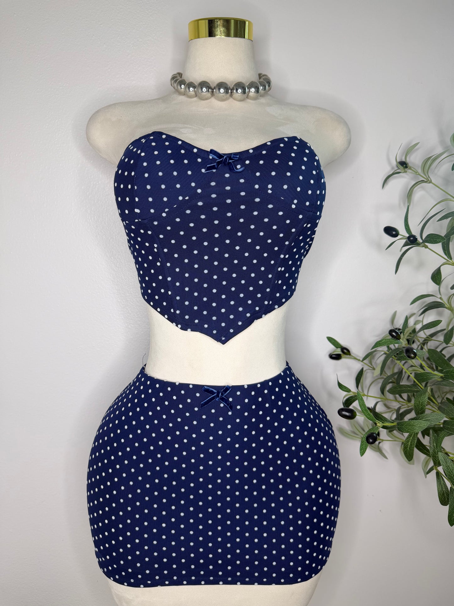 Navy Polka Dots Set