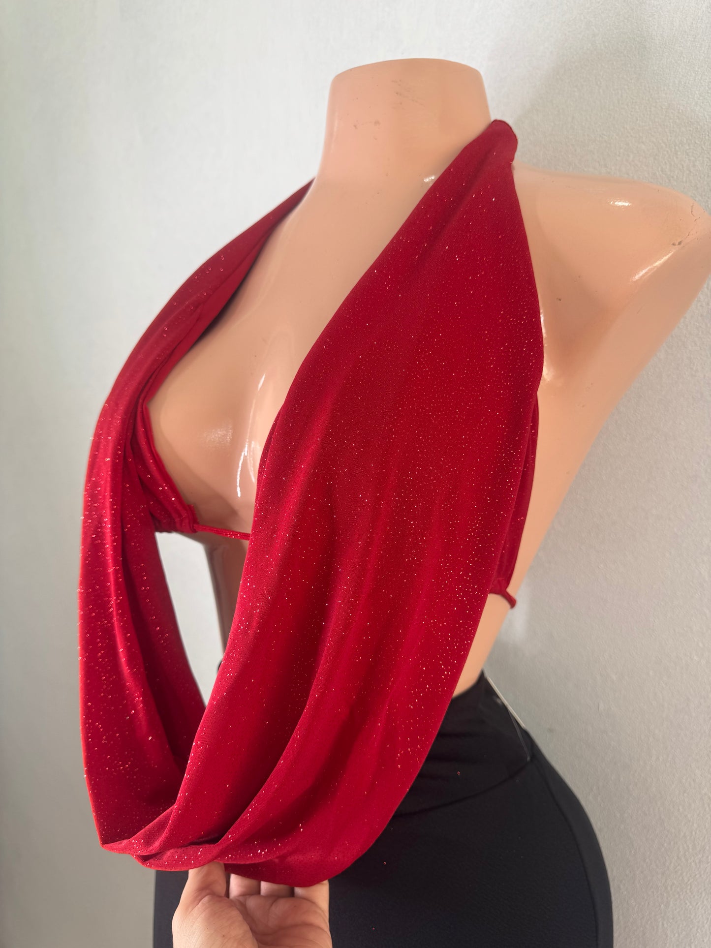 Top Bra Roja con Glitter
