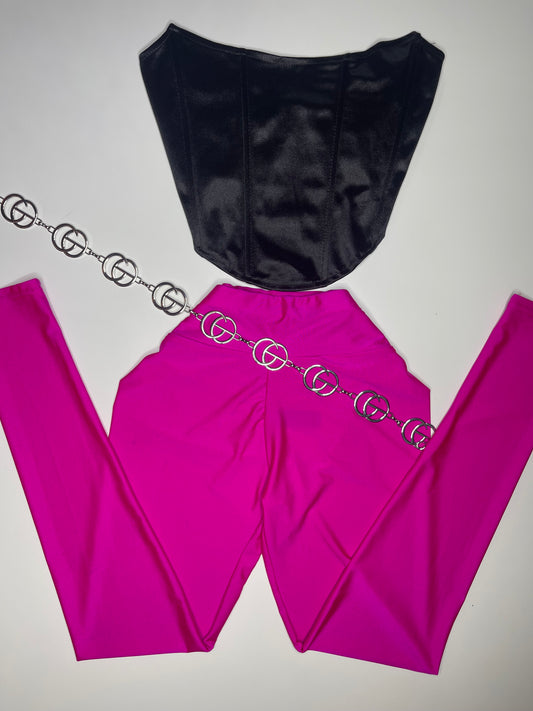 Fushia Satin Leggins