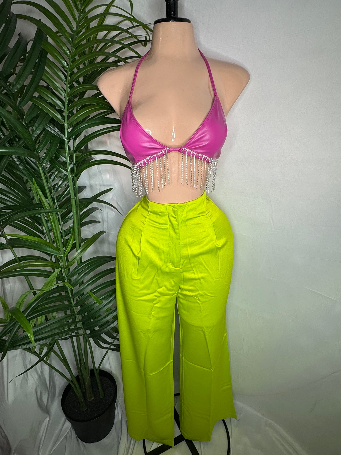 Straight Pants in Lime