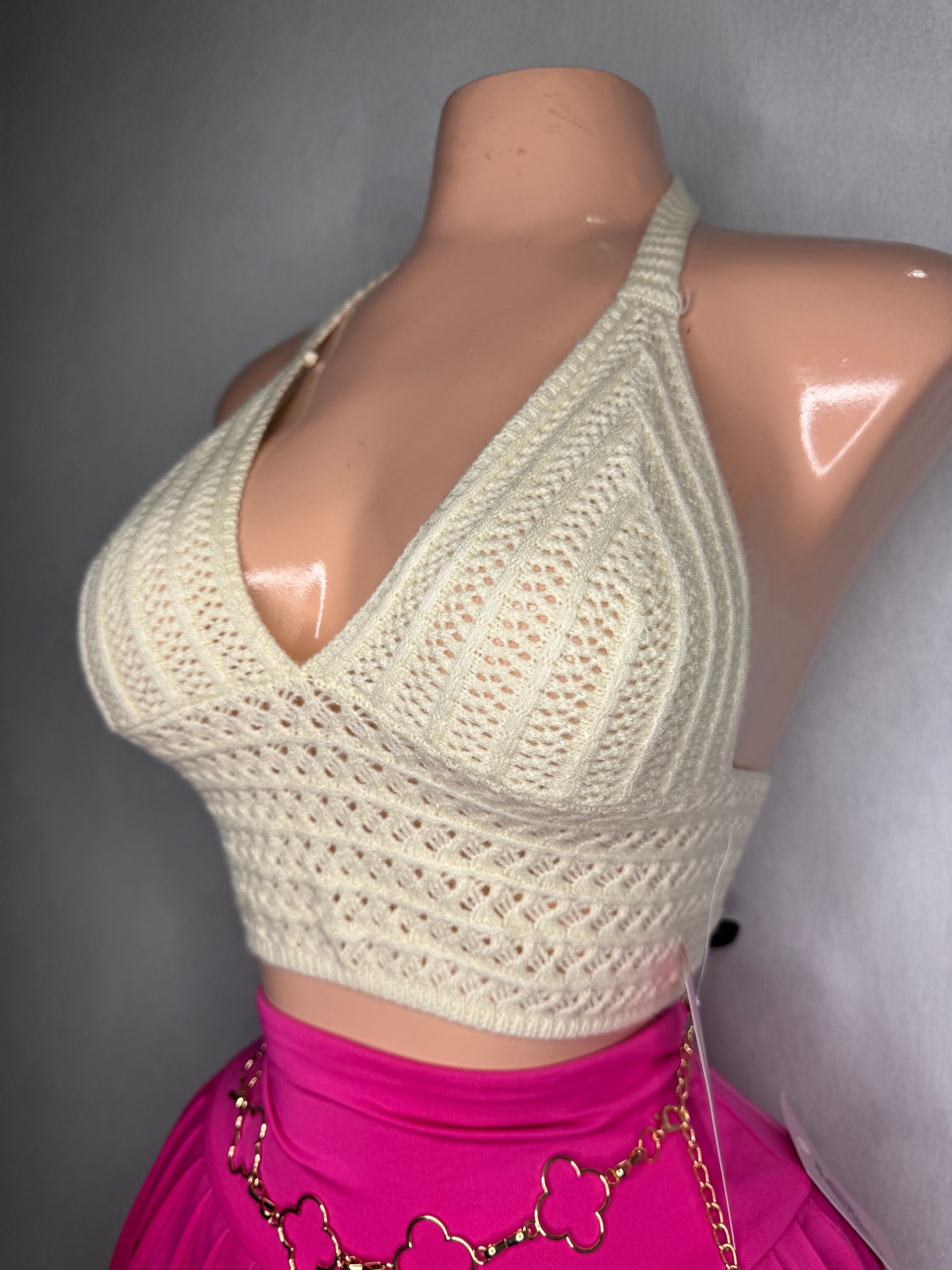 Crochet Top in Beige