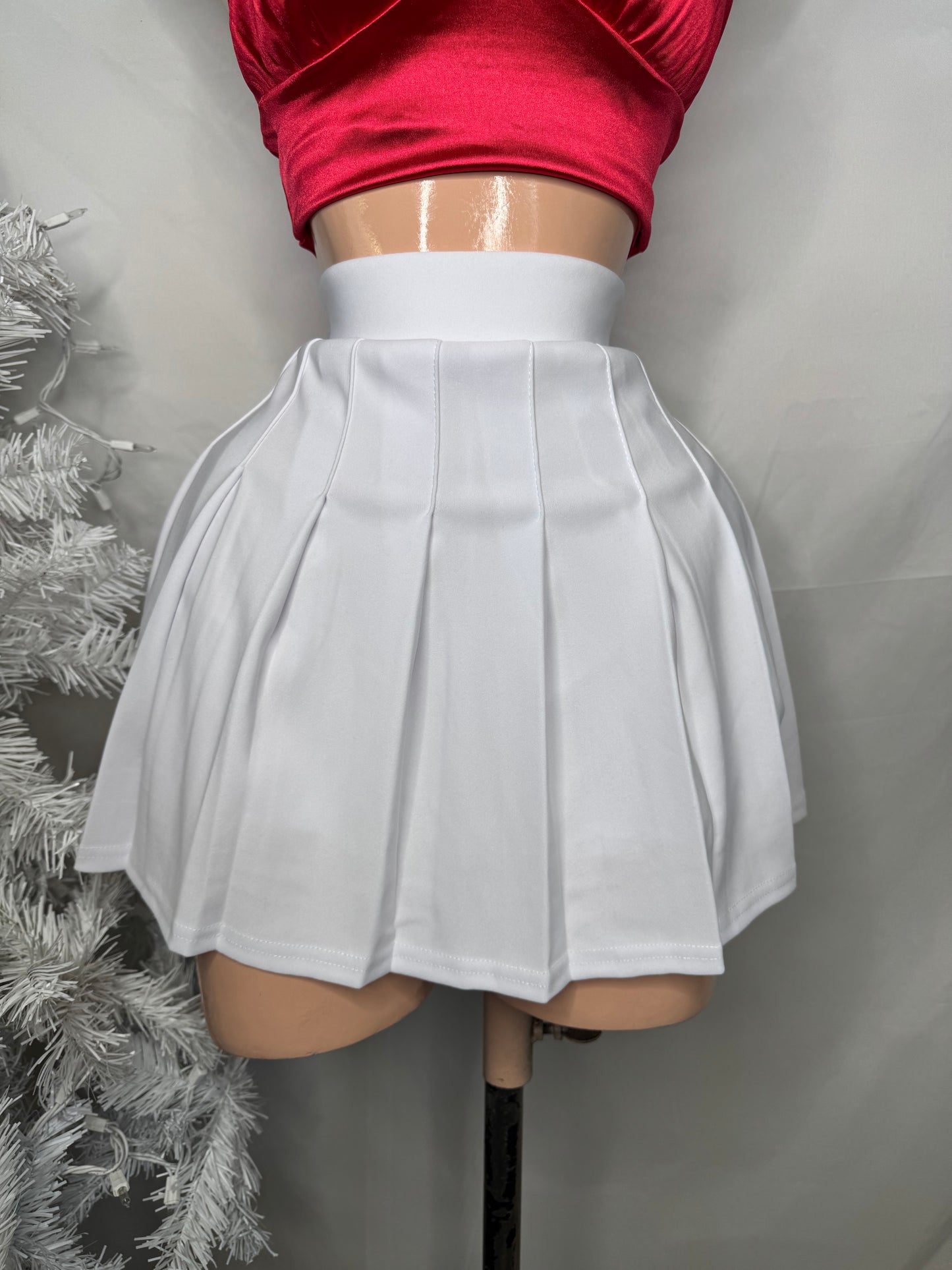 School Skirt with Shorts in White