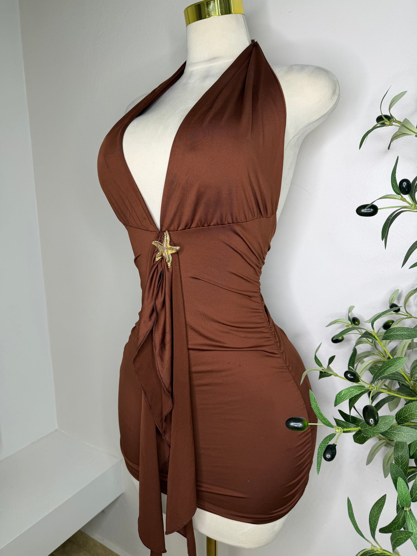 Earth Dress Stretch in Brown
