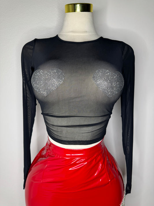Hearts Mesh Top
