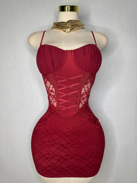 Burgundy Lace Dress