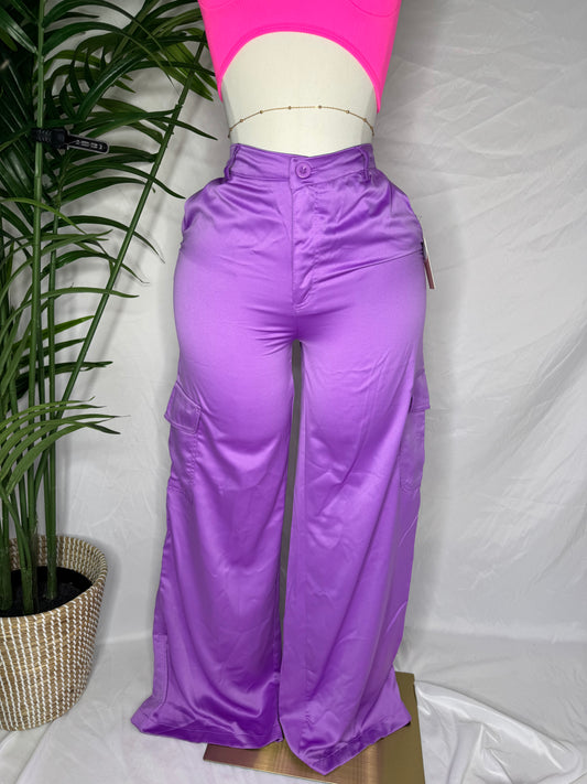 Cargo Satin Pant ( Purple)