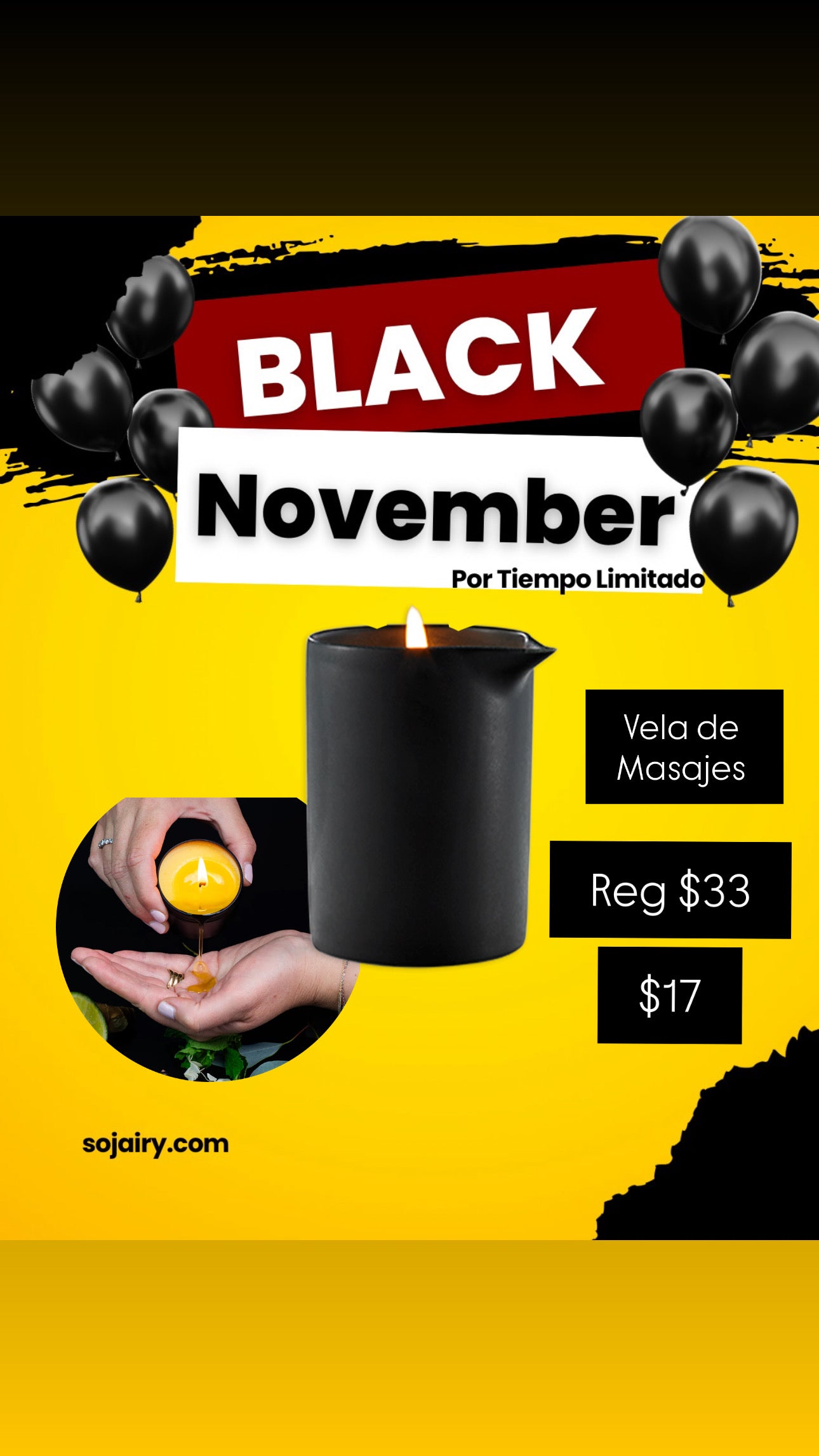 Vela para Masajes y activación - Black November