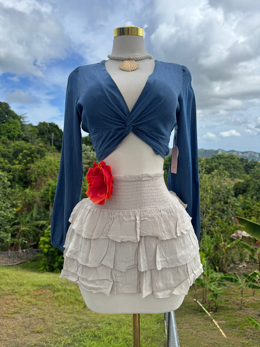 Ruffle Hilo Skirt Beige