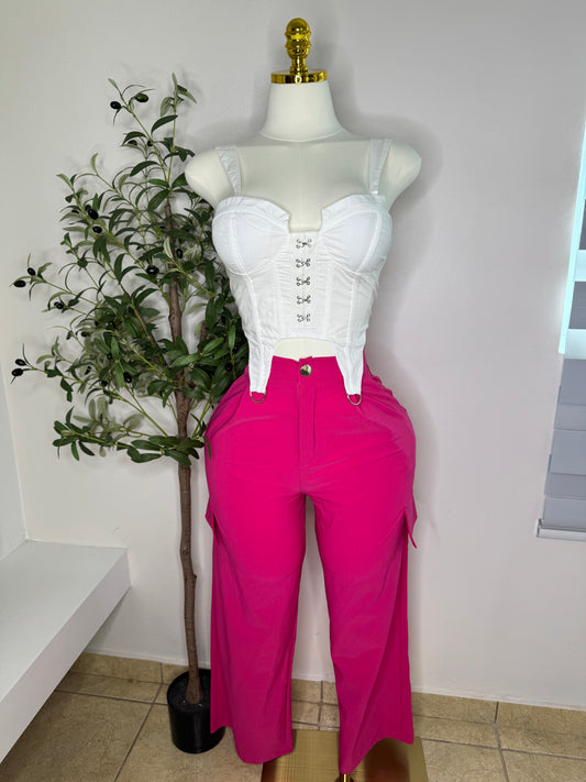 Super Stretch Cargo Pants in Fushia