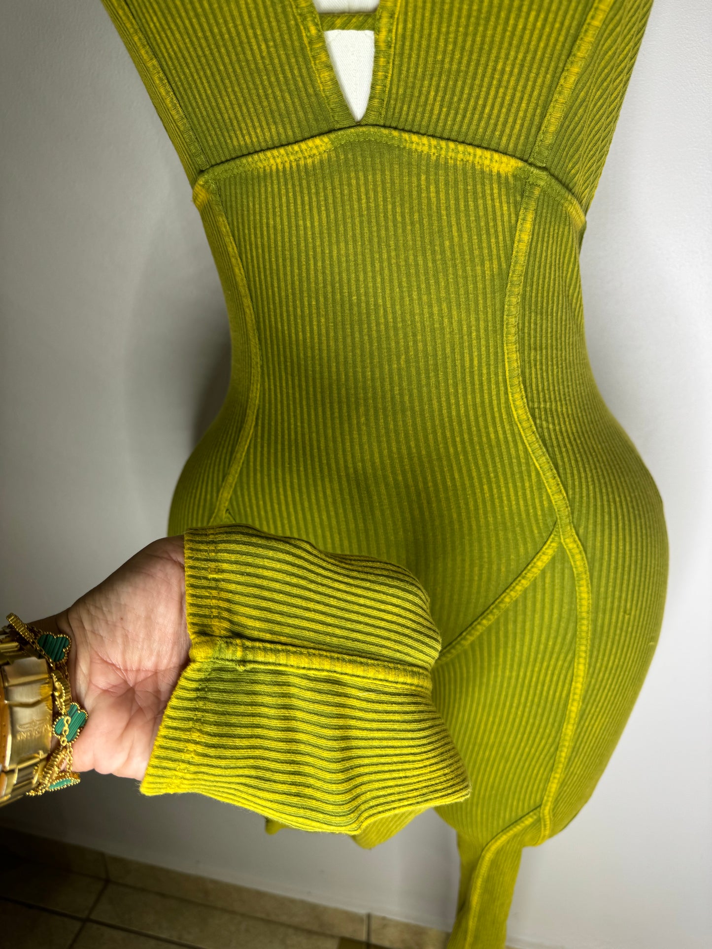 Olive Yellow Mineral Sexy Jumpsuit