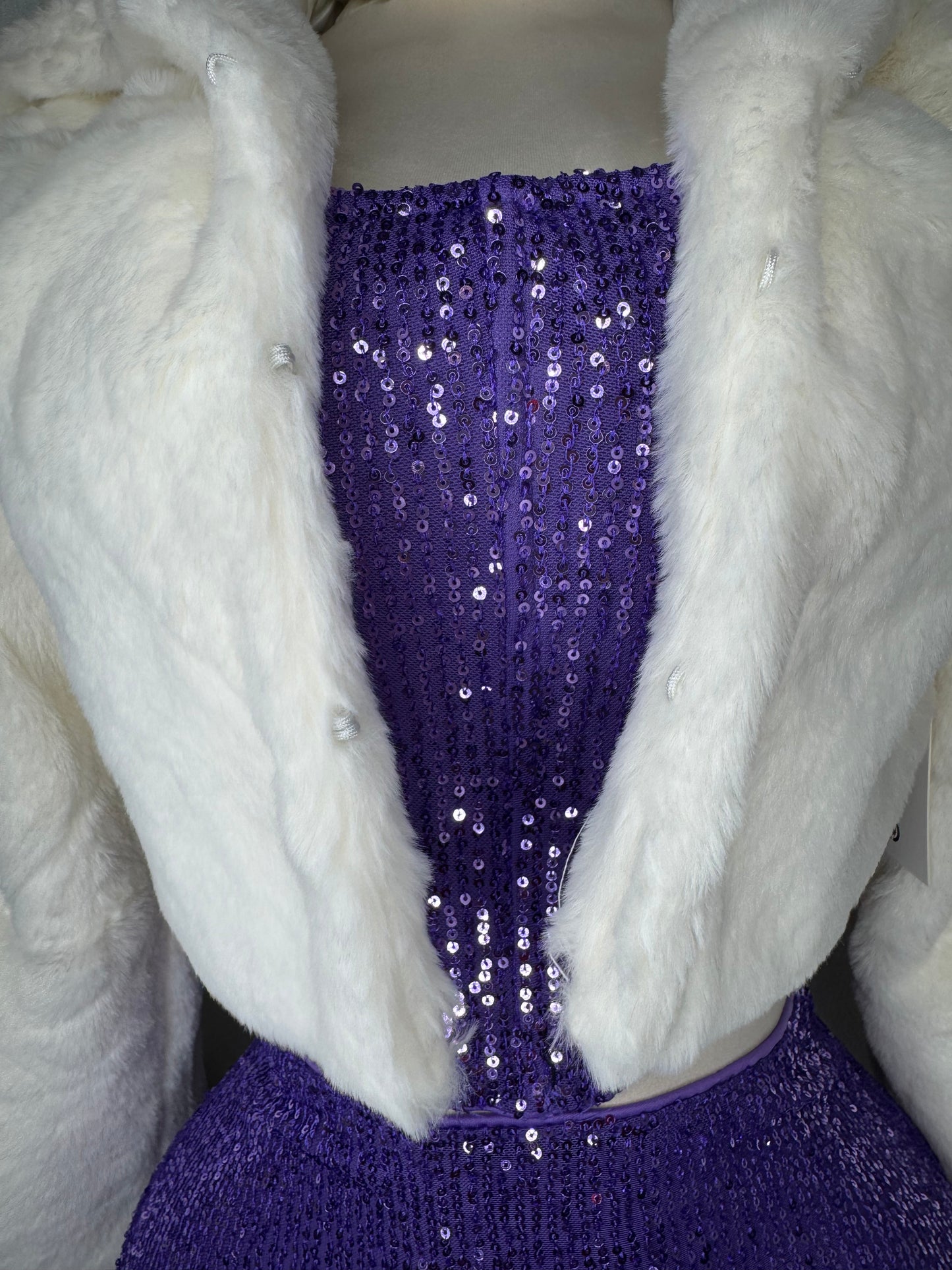 Faux Fur Jacket in Ivory White