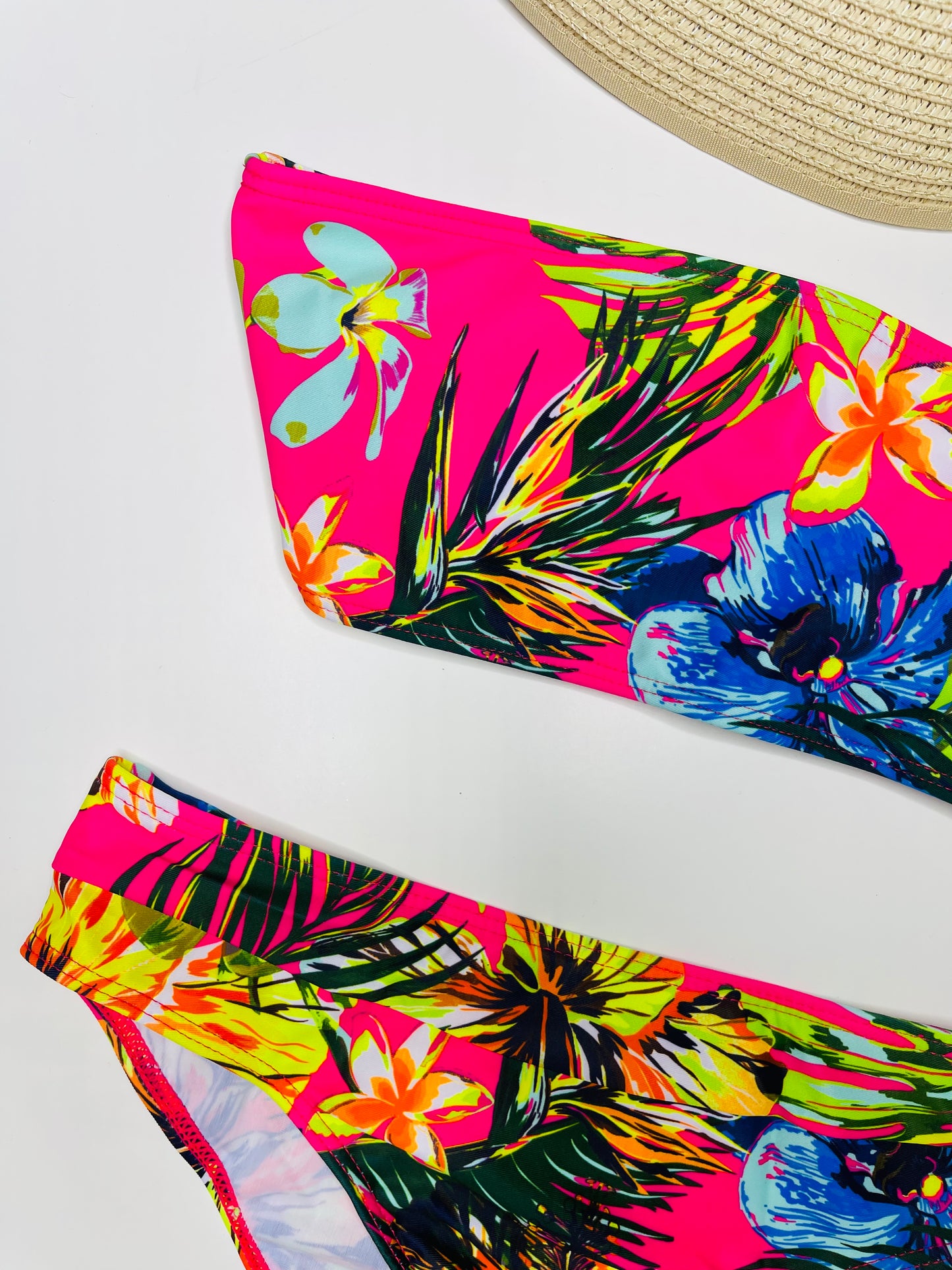 Neon Tropical Tube Bikini Set