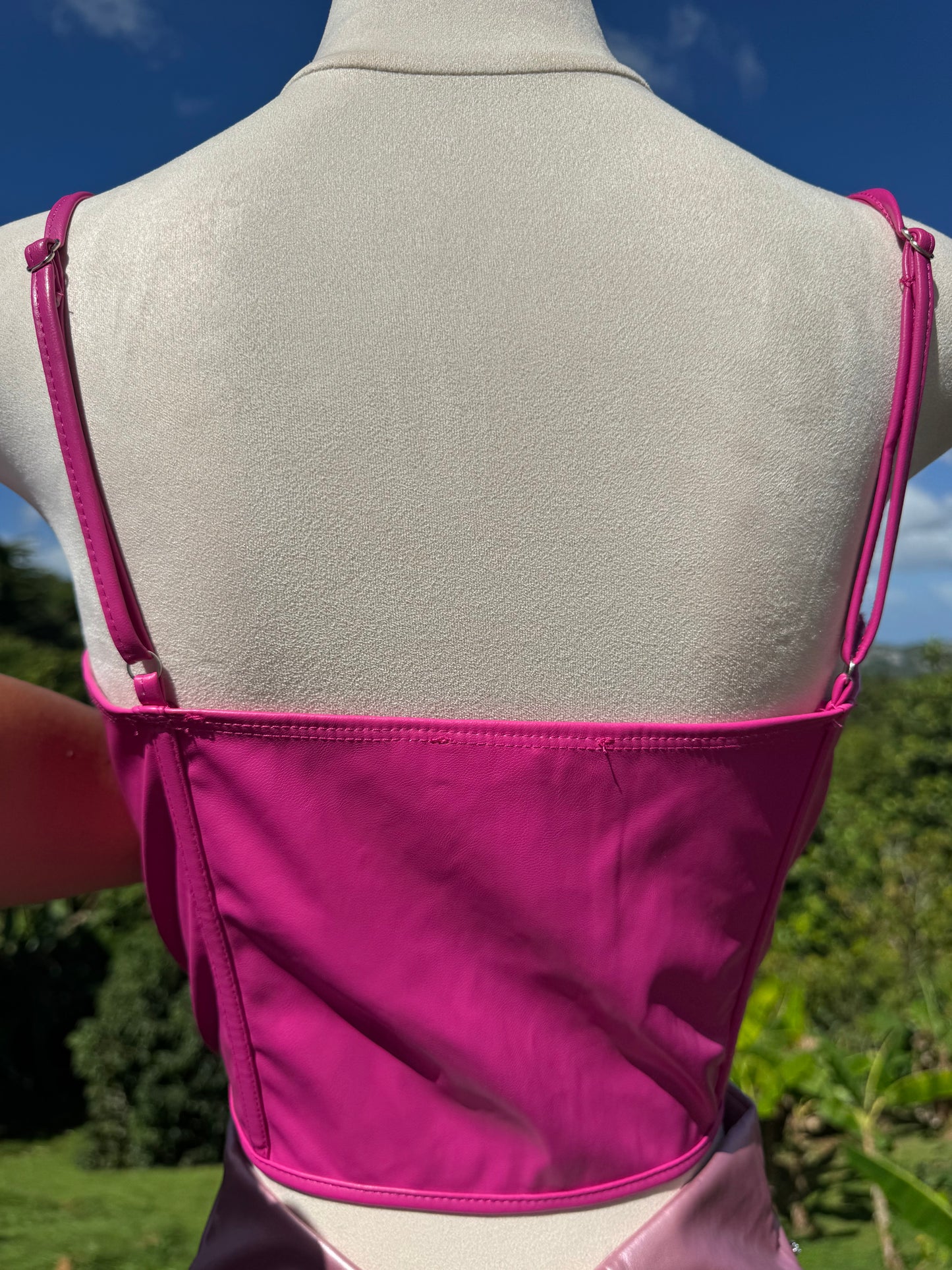 In love Pink Leather Bustier