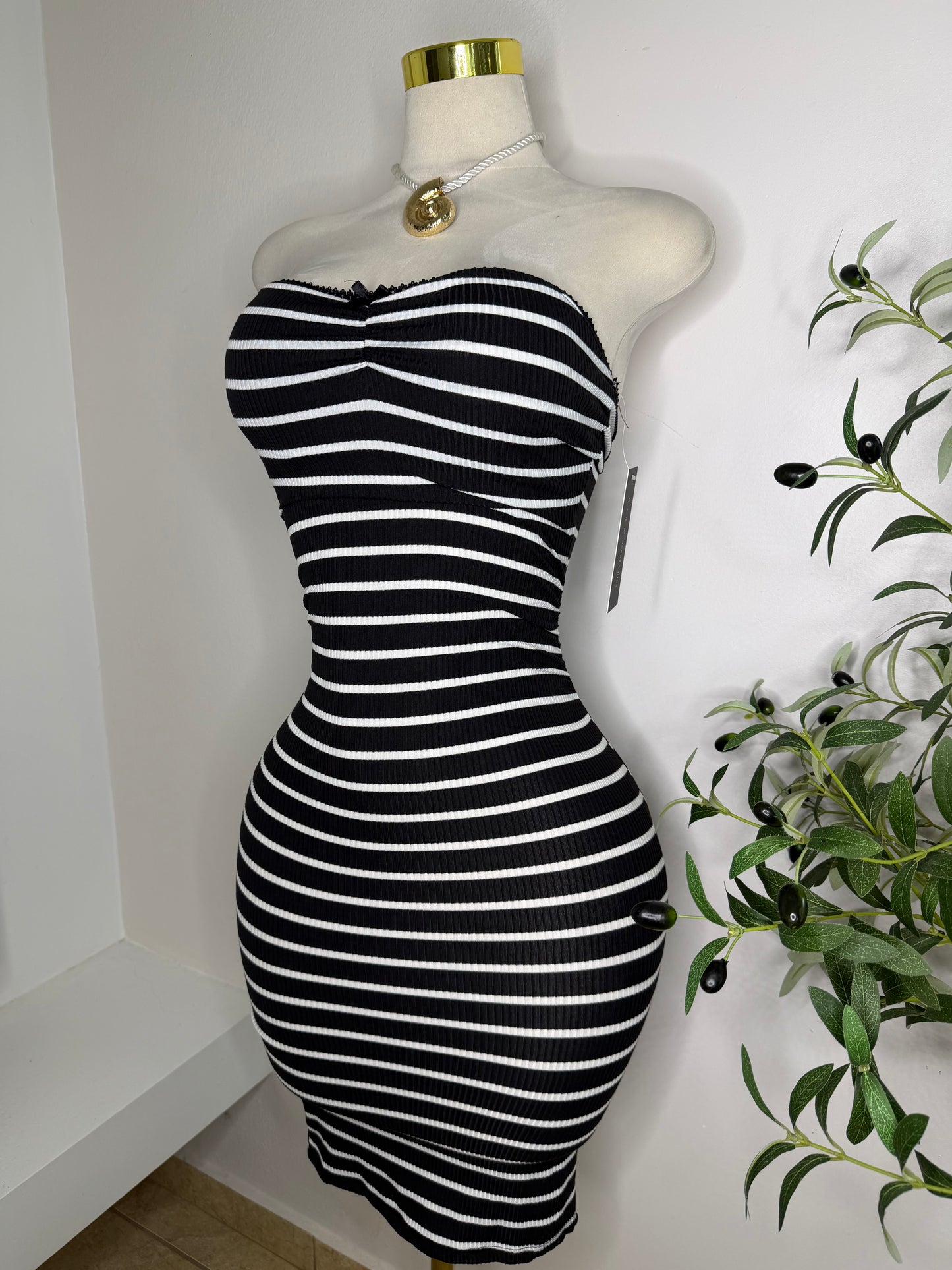 Body Stripes Strapless Dress