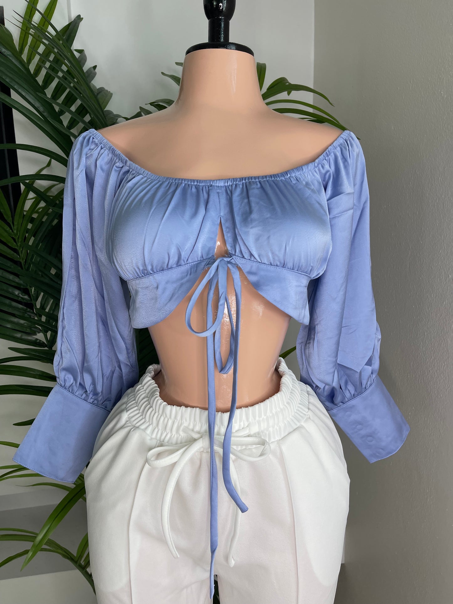 Satin Elegant Top Blue