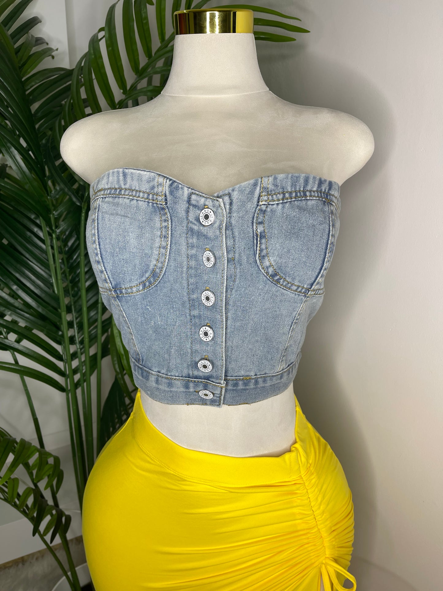 All Denim Tube Top