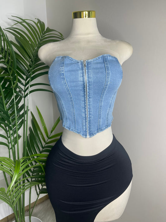 Stretchy Denim Bustier top