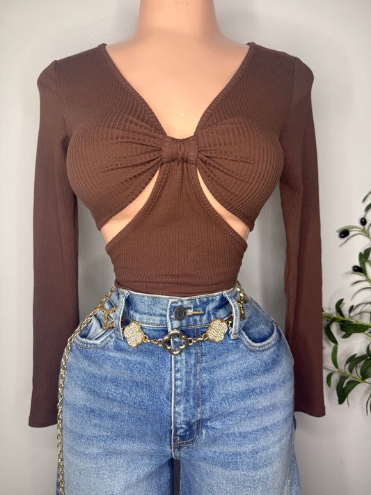 Top Manga Larga en Brown