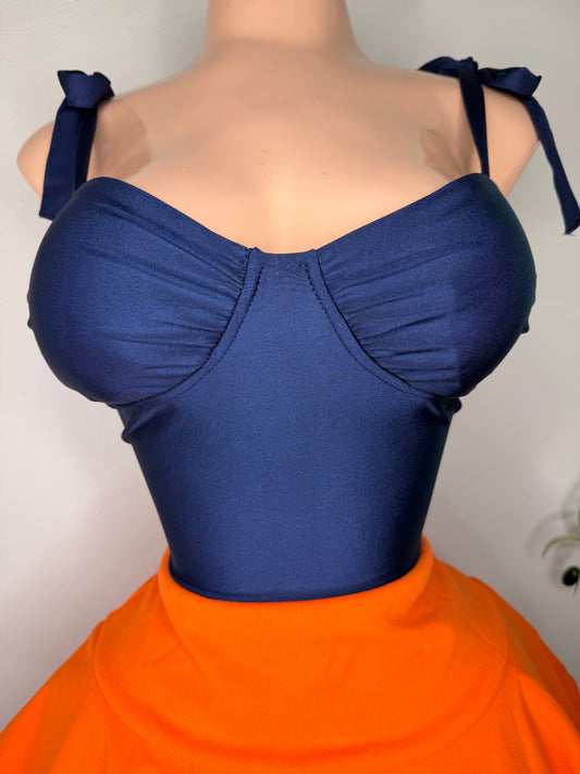 Soft Satin Bustier in Navy