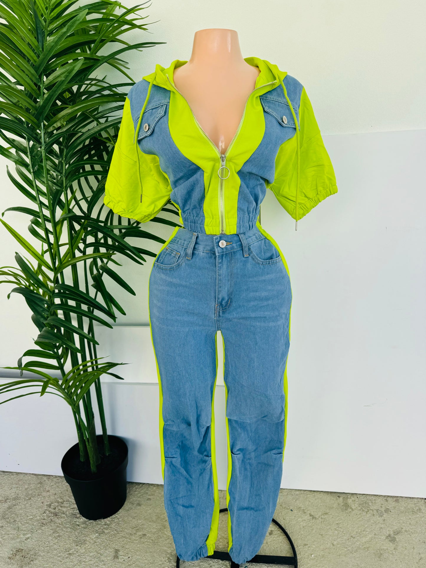 Set Viajero Denim Neon