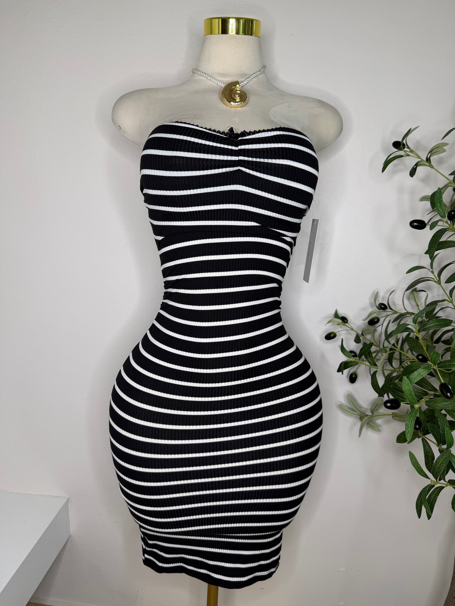 Body Stripes Strapless Dress