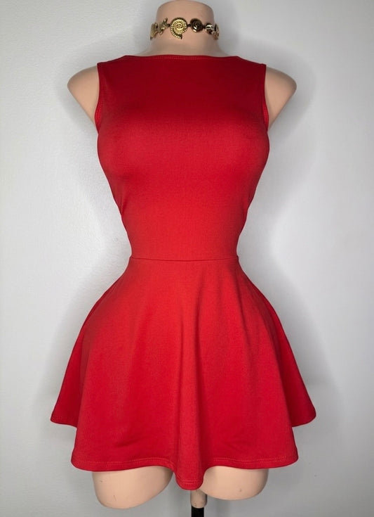 Sporty Basic Dress in Red