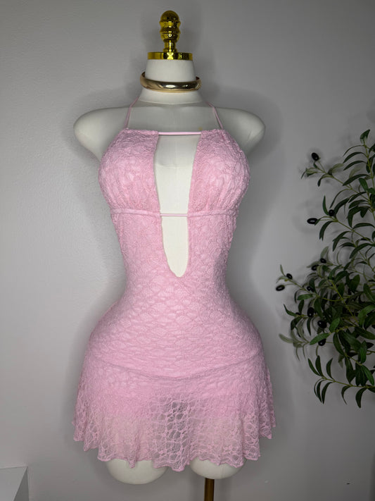 Lace Princess Dress in Pink
